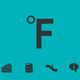 Fahrenheit icon flat stock illustration Fahrenheit icon flat stock illustration