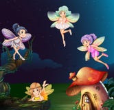 Fairy At Mushroom House At Night Royalty Free Stock Photos Fairy At Mushroom House At Night Royalty Free Stock Photos