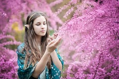 Fairy tale girl. Portrai of mystic elf woman. royalty free stock photography Fairy tale girl. Portrai of mystic elf woman. royalty free stock photography