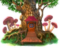 Fairy-tale house in the tree Royalty Free Stock Images Fairy-tale house in the tree Royalty Free Stock Images