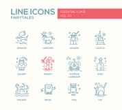 Fairy Tales- flat design line icons set Royalty Free Stock Photos Fairy Tales- flat design line icons set Royalty Free Stock Photos