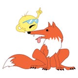 Fairytale red fox with bread on his nose royalty free illustration Fairytale red fox with bread on his nose royalty free illustration