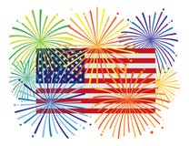 Fajerwerki nad usa flaga amerykańskiej wektoru ilustracją ilustracja wektor Fajerwerki nad usa flaga amerykańskiej wektoru ilustracją ilustracja wektor