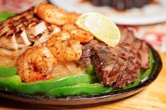 Fajitas in metaalpan royalty-vrije stock foto Fajitas in metaalpan royalty-vrije stock foto