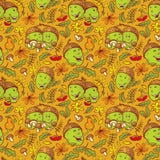 Fall season seamless pattern with smiling acorns Stock Photos Fall season seamless pattern with smiling acorns Stock Photos