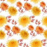 Fall Yellow Floral Seamless Pattern. Stock Images