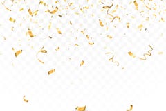 Fallande ljus guld blänker konfettiberöm, slingrande som isoleras på genomskinlig bakgrund Nytt år födelsedag stock illustrationer Fallande ljus guld blänker konfettiberöm, slingrande som isoleras på genomskinlig bakgrund Nytt år födelsedag stock illustrationer
