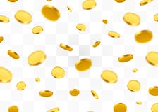 Falling coins, falling money, flying gold coins, golden rain. Jackpot or success concept. stock illustration Falling coins, falling money, flying gold coins, golden rain. Jackpot or success concept. stock illustration