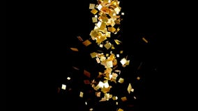 Falling gold glitter foil confetti, on black background vector illustration Falling gold glitter foil confetti, on black background vector illustration