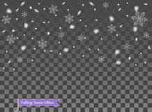 Falling snow, random elements. New year, Christmas decor overlay. Vector illustration on isolated transparent background. vector illustration Falling snow, random elements. New year, Christmas decor overlay. Vector illustration on isolated transparent background. vector illustration