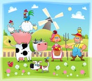 Famiglia dell'azienda agricola divertente. illustrazione vettoriale Famiglia dell'azienda agricola divertente. illustrazione vettoriale