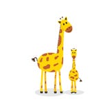 Famiglia della giraffa, giraffa sveglia del fumetto illustrazione vettoriale Famiglia della giraffa, giraffa sveglia del fumetto illustrazione vettoriale