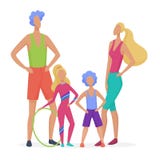 Famiglia di sport isolata Papà, madre, figlio e figlia pronti a fare vettore minimalistic astratto di stile di forma fisica illustrazione di stock Famiglia di sport isolata Papà, madre, figlio e figlia pronti a fare vettore minimalistic astratto di stile di forma fisica illustrazione di stock