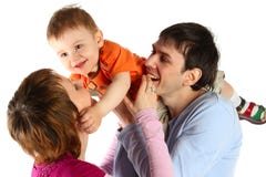 Famiglia felice - uomo, donna e bambino immagine stock Famiglia felice - uomo, donna e bambino immagine stock