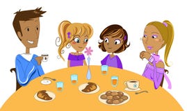 Familia en el desayuno Familia en el desayuno