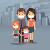 Familienstadtsmog Gesichtsmaske-Verschmutzungsluftsmogs der Leute giftige industrielle schädliche überschüssige Atemschutzmaske d stock abbildung Familienstadtsmog Gesichtsmaske-Verschmutzungsluftsmogs der Leute giftige industrielle schädliche überschüssige Atemschutzmaske d stock abbildung