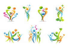 Familj förälder, hälsa, utbildning, logo, barnuppfostran, folk, sjukvårduppsättning av designen för symbolsymbolsvektor vektor illustrationer Familj förälder, hälsa, utbildning, logo, barnuppfostran, folk, sjukvårduppsättning av designen för symbolsymbolsvektor vektor illustrationer