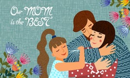 Familjdag E Horisontalvektor vektor illustrationer Familjdag E Horisontalvektor vektor illustrationer