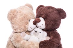 Famille heureuse - mère, père et bébé - concept avec l'ours de nounours photo libre de droits Famille heureuse - mère, père et bébé - concept avec l'ours de nounours photo libre de droits