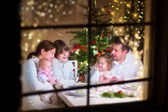 Family at Christmas dinner royalty free stock photography Family at Christmas dinner royalty free stock photography