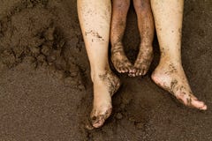 Family Feet On Beach Sand Royalty Free Stock Photo