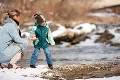 Family Having Winter Walk At River Royalty Free Stock Photo Family Having Winter Walk At River Royalty Free Stock Photo