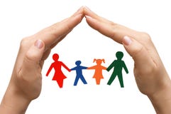 Family In House Made Of Hands Isolated Stock Photography