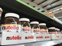 Family pack of nutella cocoa spread stock photos Family pack of nutella cocoa spread stock photos