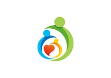 family,parent,kid,heart,logo,parenting,care,circle,health,education,symbol icon design vector