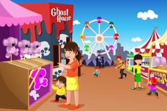 Family playing in an amusement park royalty free illustration Family playing in an amusement park royalty free illustration