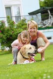 Family Plays With A Dog Stock Image Family Plays With A Dog Stock Image