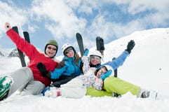 Family, ski,snow, sun and fun