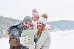Family takes a selfie in their holiday stock photography Family takes a selfie in their holiday stock photography