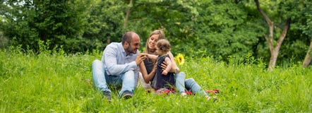 Family Time In Nature, Panorama Royalty Free Stock Photos Family Time In Nature, Panorama Royalty Free Stock Photos