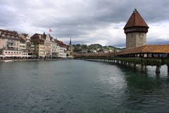 Famous bridge in Lucerne in a beautiful summer day, Switz stock images Famous bridge in Lucerne in a beautiful summer day, Switz stock images