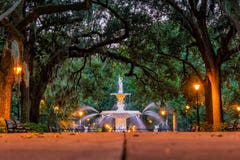 Famous historic Forsyth Fountain in Savannah, Georgia royalty free stock photography Famous historic Forsyth Fountain in Savannah, Georgia royalty free stock photography