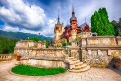 Famous Neo-Renaissance Peles castle in Sinaia Carpathian Mountains