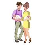 Família com a criança dois ilustração stock Família com a criança dois ilustração stock