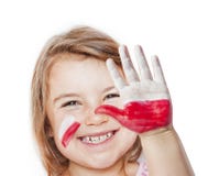 Fan happy girl with painted hands stock image Fan happy girl with painted hands stock image