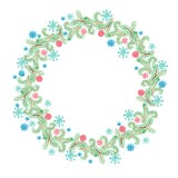 Fancy Christmas wreath with decorative balls, pine tree branches and cones. watercolor hand drawn illustration. stock photo Fancy Christmas wreath with decorative balls, pine tree branches and cones. watercolor hand drawn illustration. stock photo