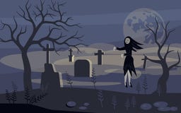 Fantasma y zombi en el fondo asustadizo de Halloween ilustración del vector Fantasma y zombi en el fondo asustadizo de Halloween ilustración del vector