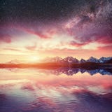 Fantastic Starry Sky Over The Sea. Beauty World. Royalty Free Stock Image Fantastic Starry Sky Over The Sea. Beauty World. Royalty Free Stock Image