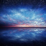 Fantastic Starry Sky Over The Sea. Beauty World. Royalty Free Stock Photography Fantastic Starry Sky Over The Sea. Beauty World. Royalty Free Stock Photography