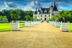 Fantastisk berömd slott av Chenonceau, Loire Valley, Frankrike, Europa royaltyfri fotografi Fantastisk berömd slott av Chenonceau, Loire Valley, Frankrike, Europa royaltyfri fotografi