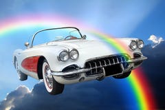 Fantasy american dream convertible sky clouds ride royalty free stock photos Fantasy american dream convertible sky clouds ride royalty free stock photos