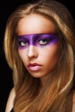 Fantasy. Coloring. Trendy Woman with Shiny Colorful Makeup. Faceart Stock Photography Fantasy. Coloring. Trendy Woman with Shiny Colorful Makeup. Faceart Stock Photography
