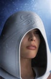 Fantasy girl portrait with white cowl Stock Photography Fantasy girl portrait with white cowl Stock Photography
