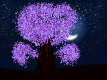 Fantasy Night Tree Of Violet Color Royalty Free Stock Images Fantasy Night Tree Of Violet Color Royalty Free Stock Images