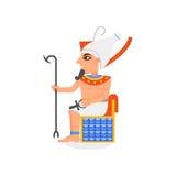 Faraón egipcio antiguo que se sienta en el trono con la cruz del cetro y del ankh El hombre con la barba y el hedjet coronan en l ilustración del vector Faraón egipcio antiguo que se sienta en el trono con la cruz del cetro y del ankh El hombre con la barba y el hedjet coronan en l ilustración del vector