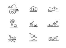 Farm landscape line icons royalty free illustration Farm landscape line icons royalty free illustration